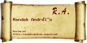 Rendek András névjegykártya